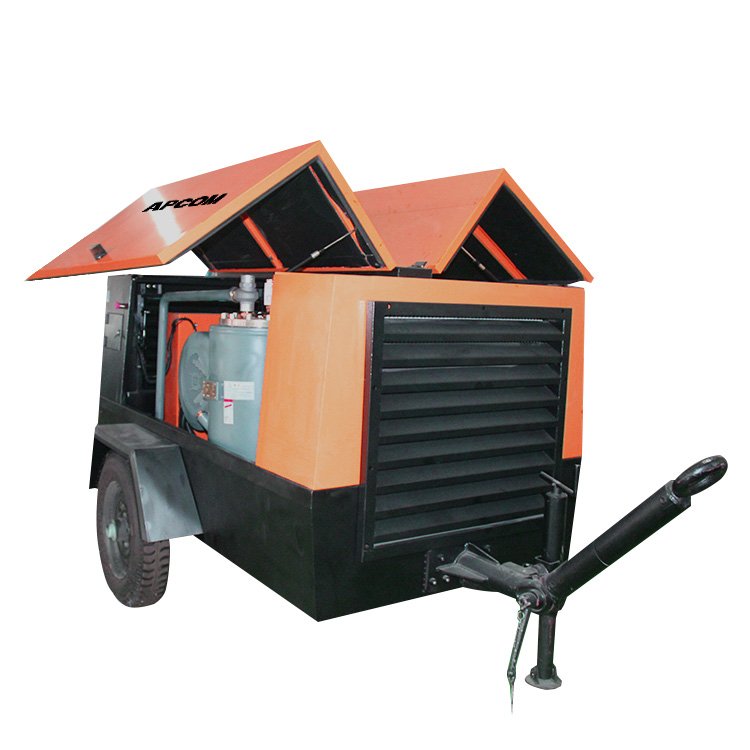 Mobile Portable Electric air Compressors Mining APCOM 8bar 180CFM 40hp 30kw Mobile air Compressor Portable Screw Compressor