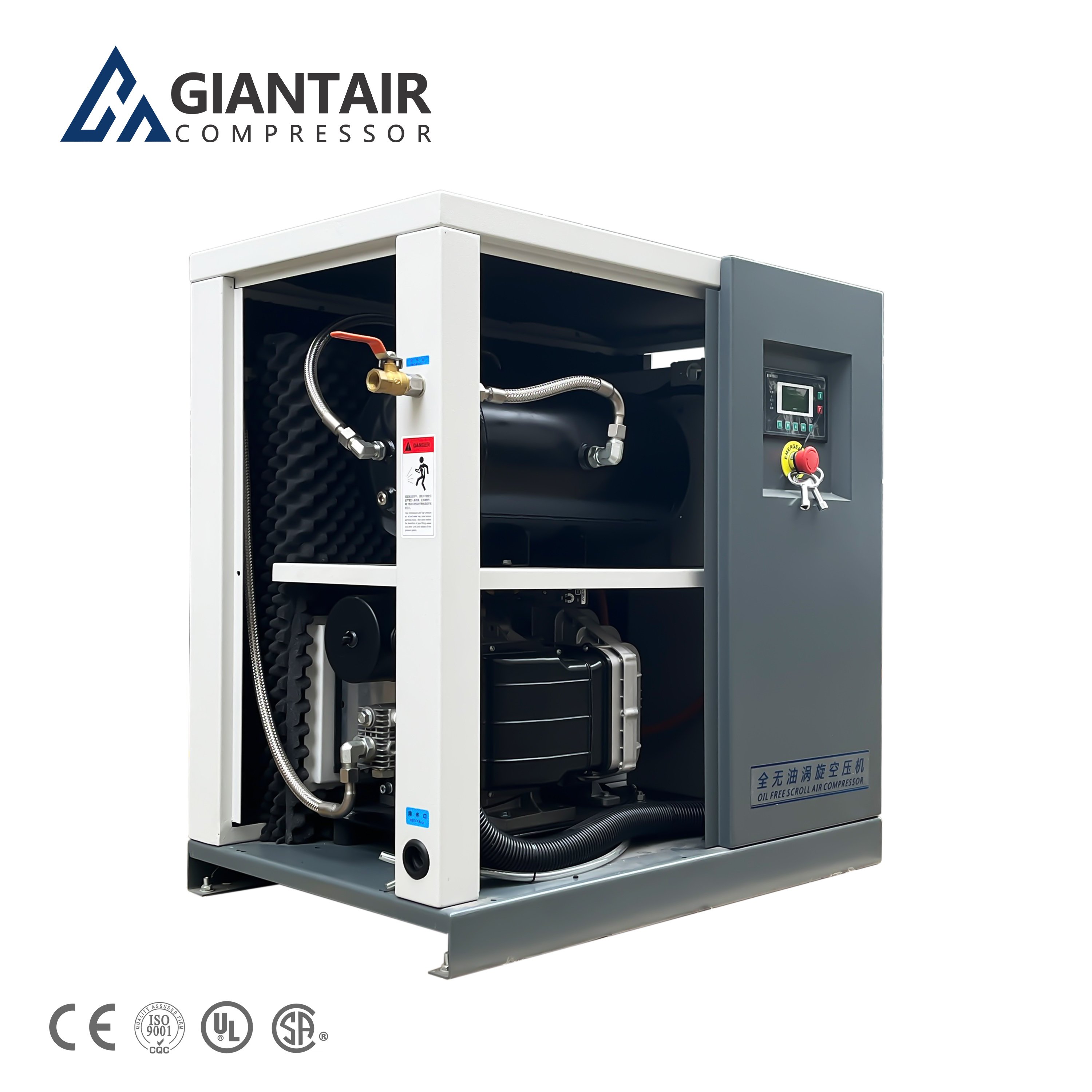 GIANTAIR 7.5kW OilFree Industrial Silent Air-compressors Quiet Oil Free Less Scroll air Compressor for Food Electronics Chemical