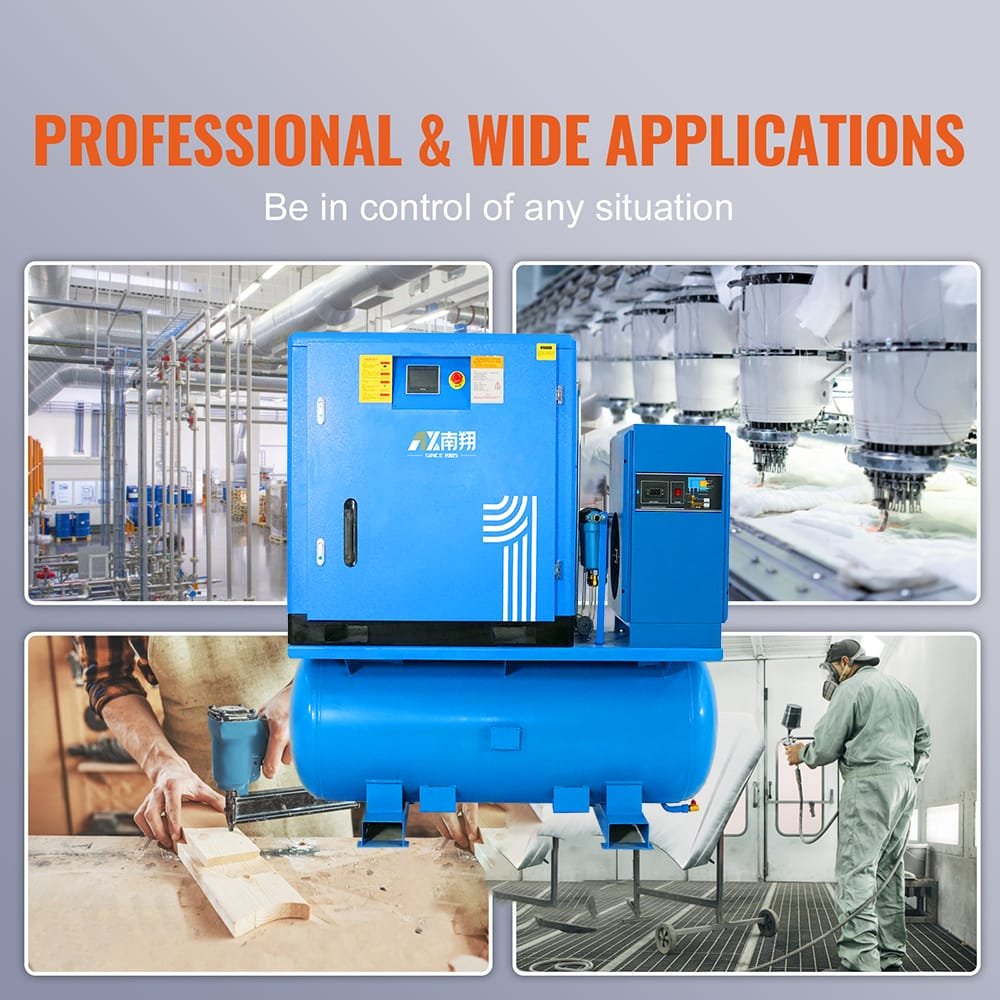 7.5kw 4-In-1 Electric Combined Air Screw Compressor High Quality Laser Air Compressor With Dryer and 400l Air Tank