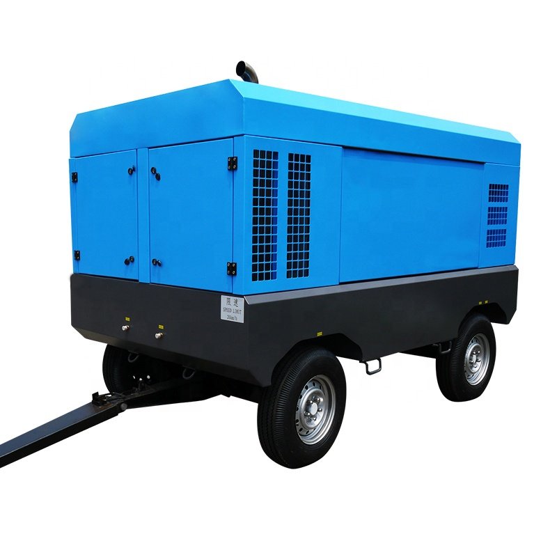 Lubricated Rotary Screw Portable Air Compressors Portable 25.5m3/min 10bar Engine 1 Set With Wheels
