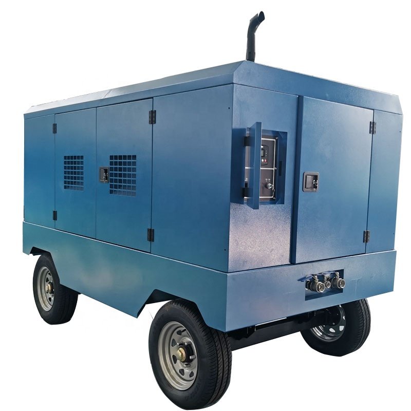 Lubricated Rotary Screw Portable Air Compressors Portable 25.5m3/min 10bar Engine 1 Set With Wheels