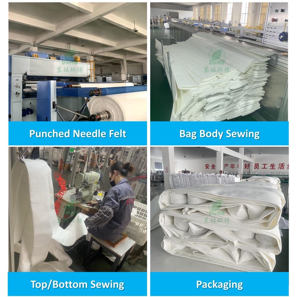 Singeing and PTFE Membrance Coated Nomex Dust Filter Bags for High Temperature Working Condition Dust Collector