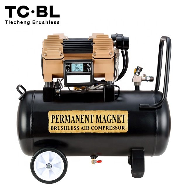 Industrial Pneumatic 1500W Brushless Oil Free Ac Silent Portable air Compressor for Spray Painting Screwdriver 30L Aluminum tank