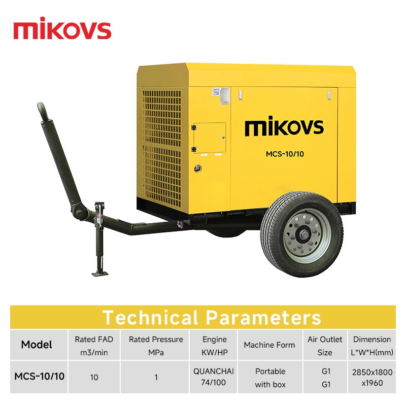 37kw 55kw 60kw Compressor Industrial 7Bar 8Bar 10Bar Portable Screw Air Compressor for Drilling Rig 185cfm Diesel Air Compressor
