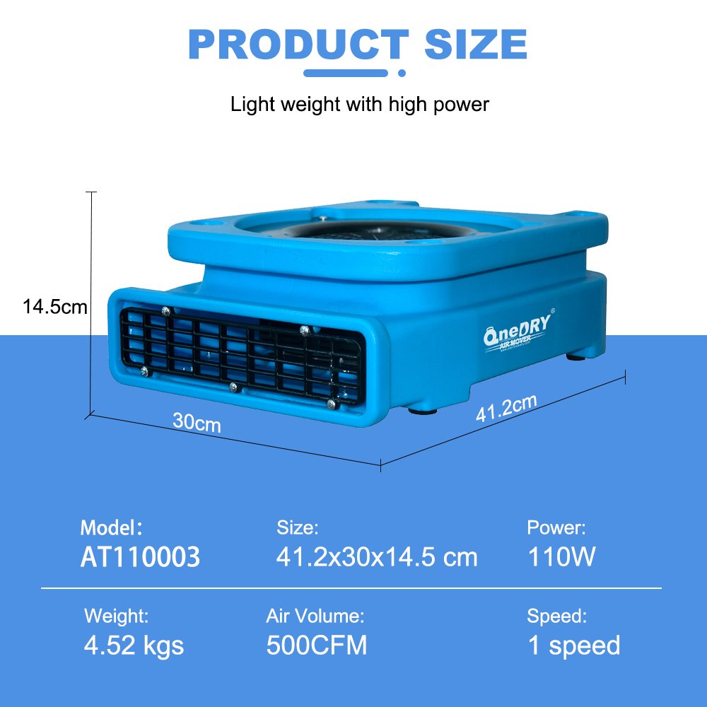 $49.99 800CFM Pancake Low Profile Flat air Mover Carpet Dryer Blower Fan with GFCI for Hurricane Water Flood Damage restoration