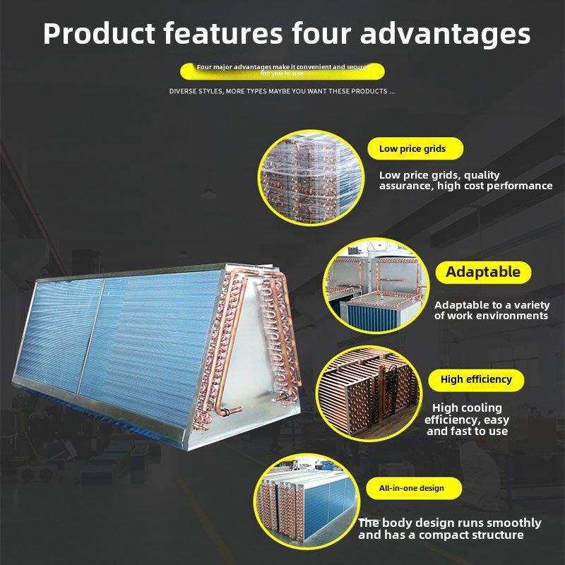 Air-Cooled Evaporator Condenser Radiator Fin-Type Cooler Water for AC Refrirator Freezer Tube Core Component with Motor
