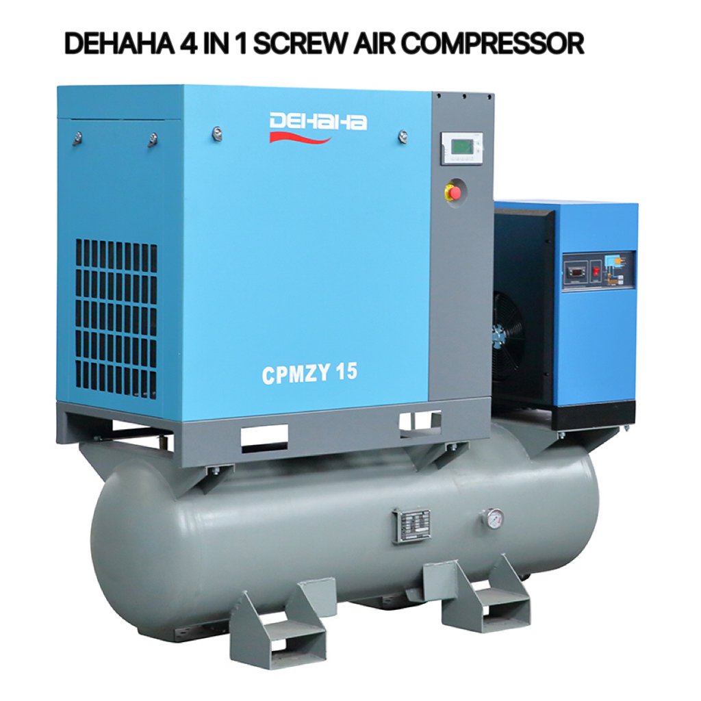 DEHAHA Screw air Compressor Laser Cutting All in One air tank Mounted Industrial Compressor with Dryer