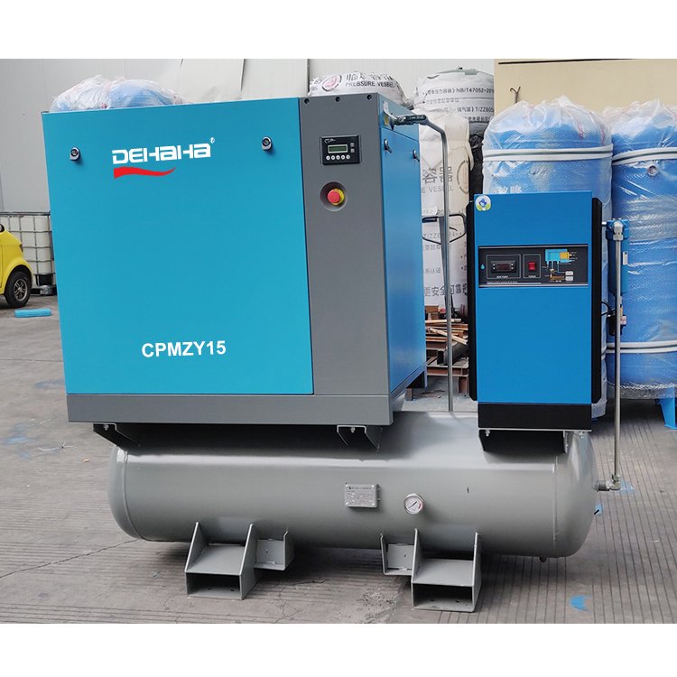 DEHAHA Screw air Compressor Laser Cutting All in One air tank Mounted Industrial Compressor with Dryer