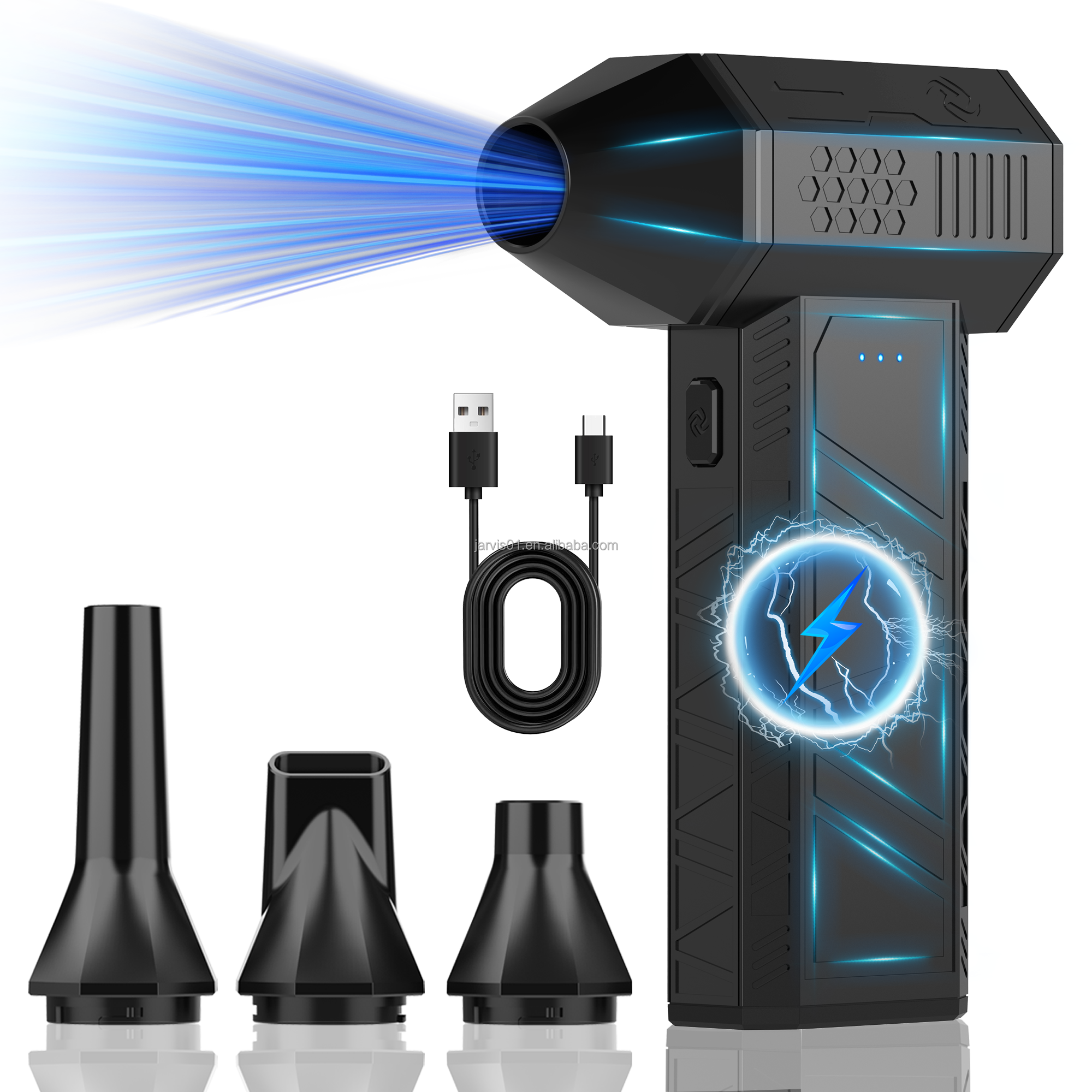 Jarvis130000rpm Mini Compressed Air Duster Portable Hand Held Turbo Jet Fan Electric Car Dryer Small Blower Snow Cleaning Blower