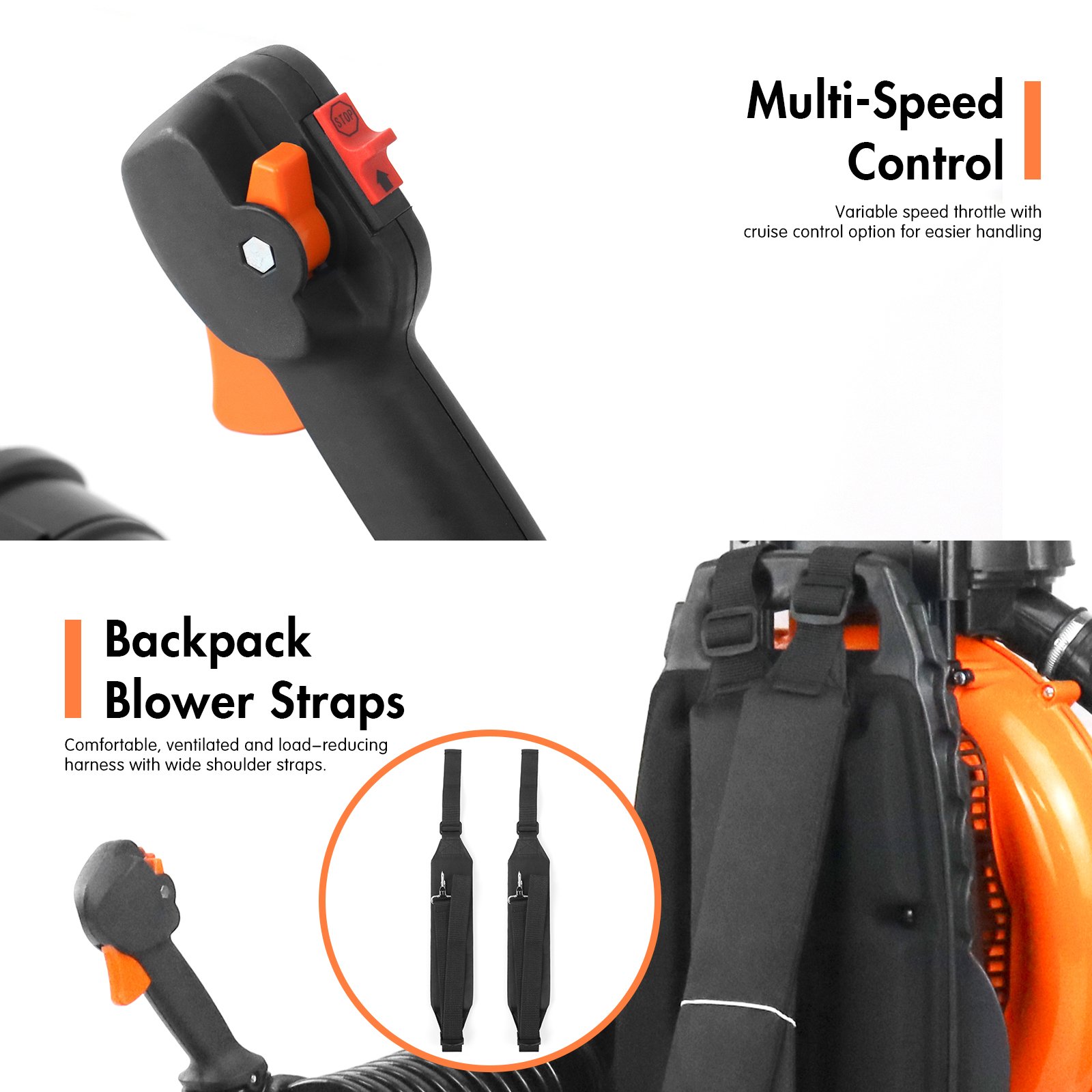 NEOTEC Dual Fan High Speed Air Blower Double Side Turbine Intake Portable Cordless Leaf Cleaner Dust Snow Garden 75.6cc Blower
