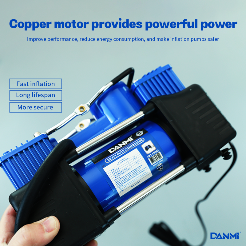 DANMI Portable air compressor for car with double cylinders Air pump for car DC12V