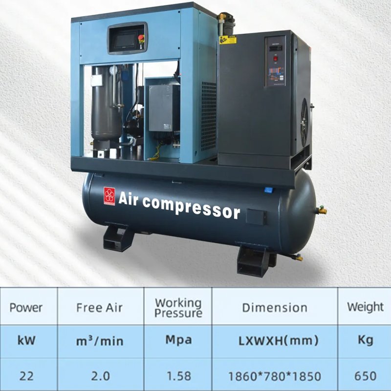 Screw Air Compressor for Laser Cutting With Air Dryer 10HP 7.5KW Industrial 4-in-1 Rotary All in One Rotary Air Compressor