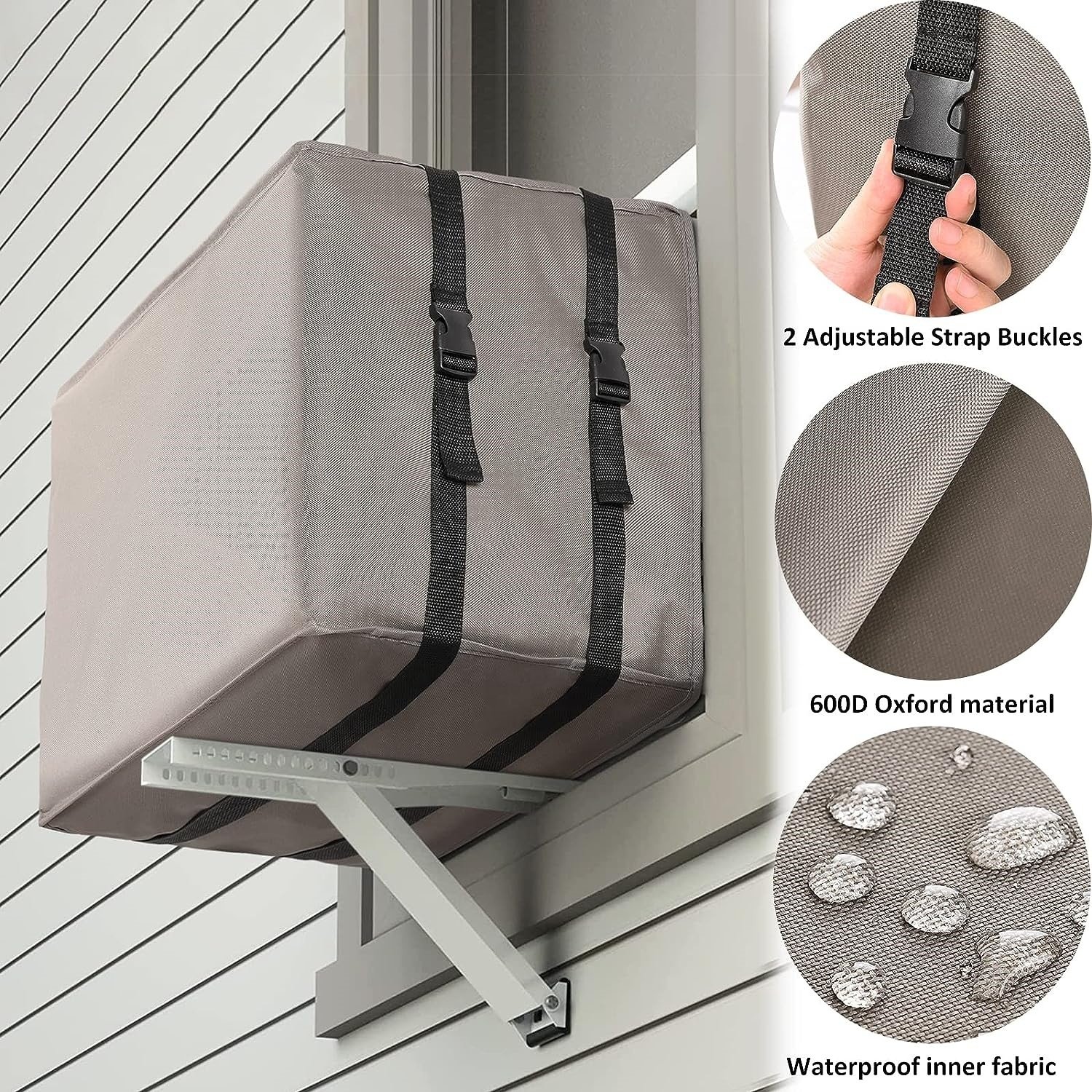 600D Oxford Fabric Outdoor AC Cover Durable Waterproof Dust-Proof Window AC Cover Air Conditioner Cover for Outside