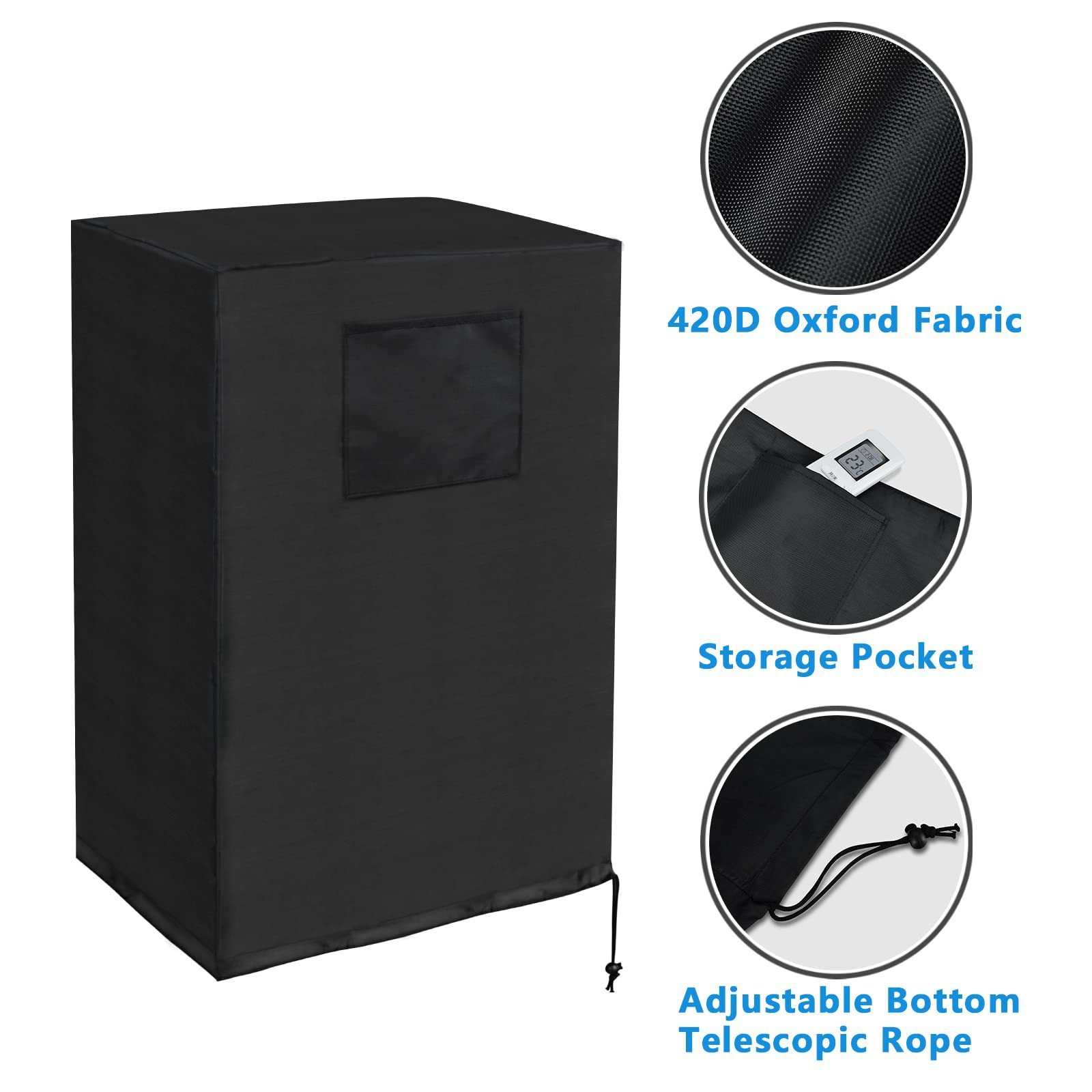420D Oxford Fabric AC Cover Portable Foldable Dust-proof AC Cover Waterproof Black Air Conditioner Cover for Outside