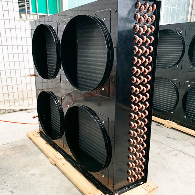 Double Fan Motors Aluminum Fin Condenser Air Cooled Condenser for Cold Room