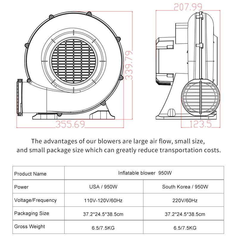 950W air Blower for Inflatable Bouncer Inflatable Blower for Inflatable Games