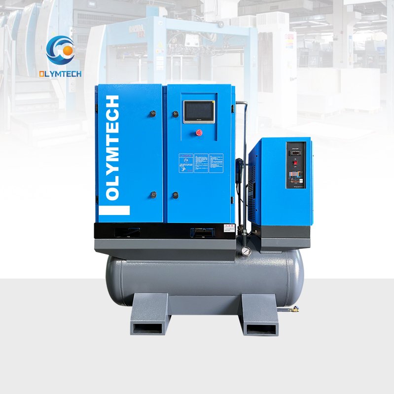 Olymtech 7.5kw 10hp 38cfm Direct Drive Fixed Screw Air Compressor 380V 10bar Pressure Construction Mining Industries China OEM
