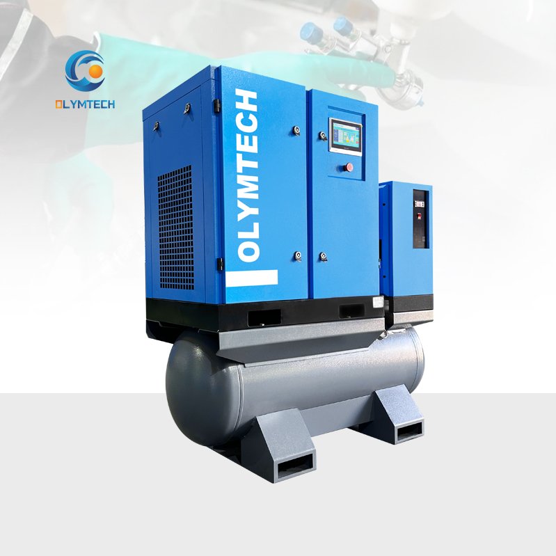Olymtech 7.5kw 10hp 38cfm Direct Drive Fixed Screw Air Compressor 380V 10bar Pressure Construction Mining Industries China OEM