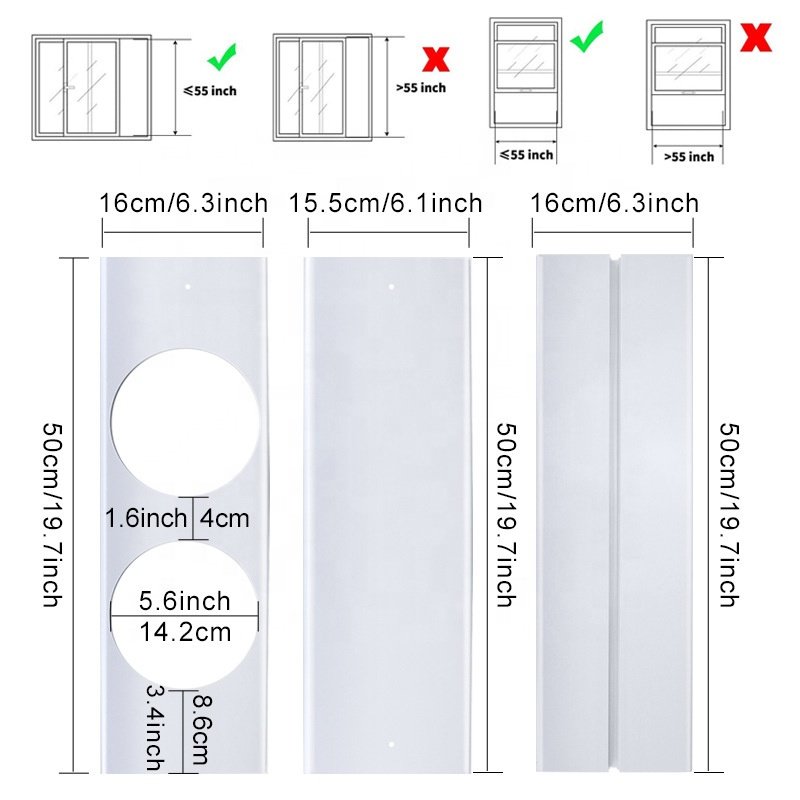 Indoor Ducting Sealing Panels Adapter for Air Conditioner Portable Air Conditioning Windows Unit Universal AC Window Vent Kit