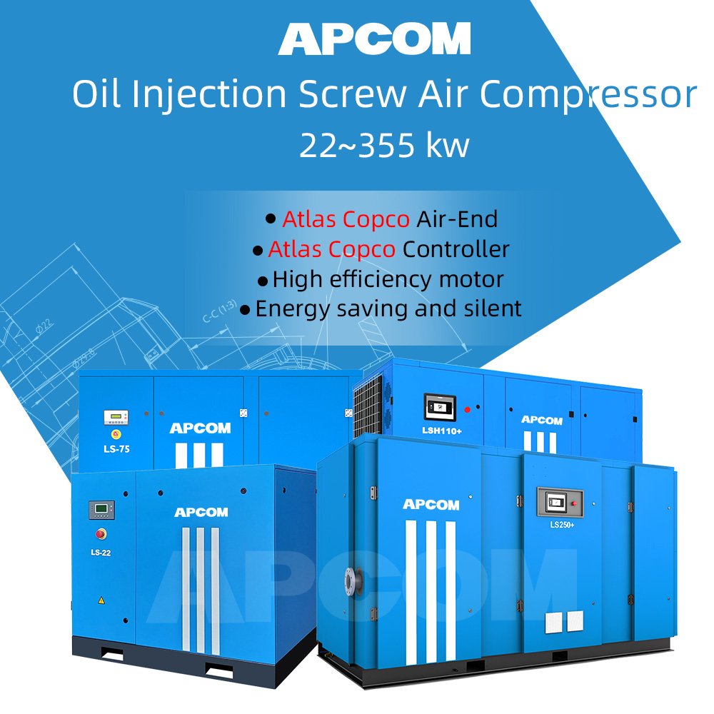 Atlas Copco 37 KW 50 HP Industrial Rotary Screw Air Compressor Heavy Duty New Design Air Cooled Bearing Motor Core Components