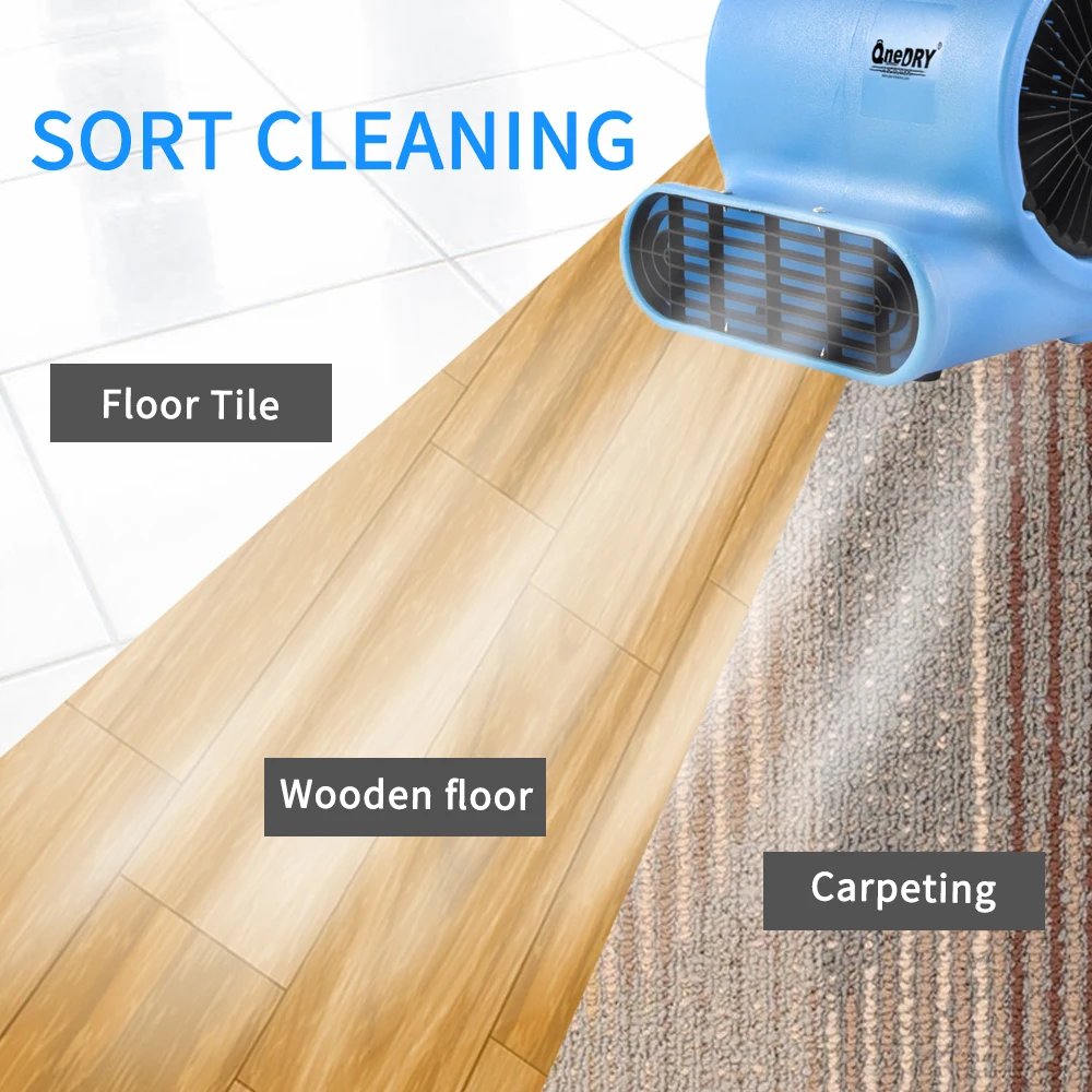 GFCI Powerful 1000CFM 3 Speeds 4 Positions Carpet Centrifuge Dryer Machine Portable Floor Drying Air Mover Fan for Construction
