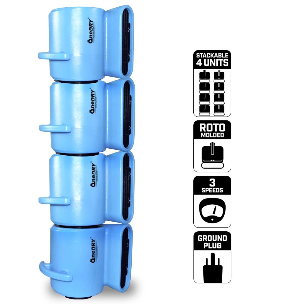 GFCI Powerful 1000CFM 3 Speeds 4 Positions Carpet Centrifuge Dryer Machine Portable Floor Drying Air Mover Fan for Construction
