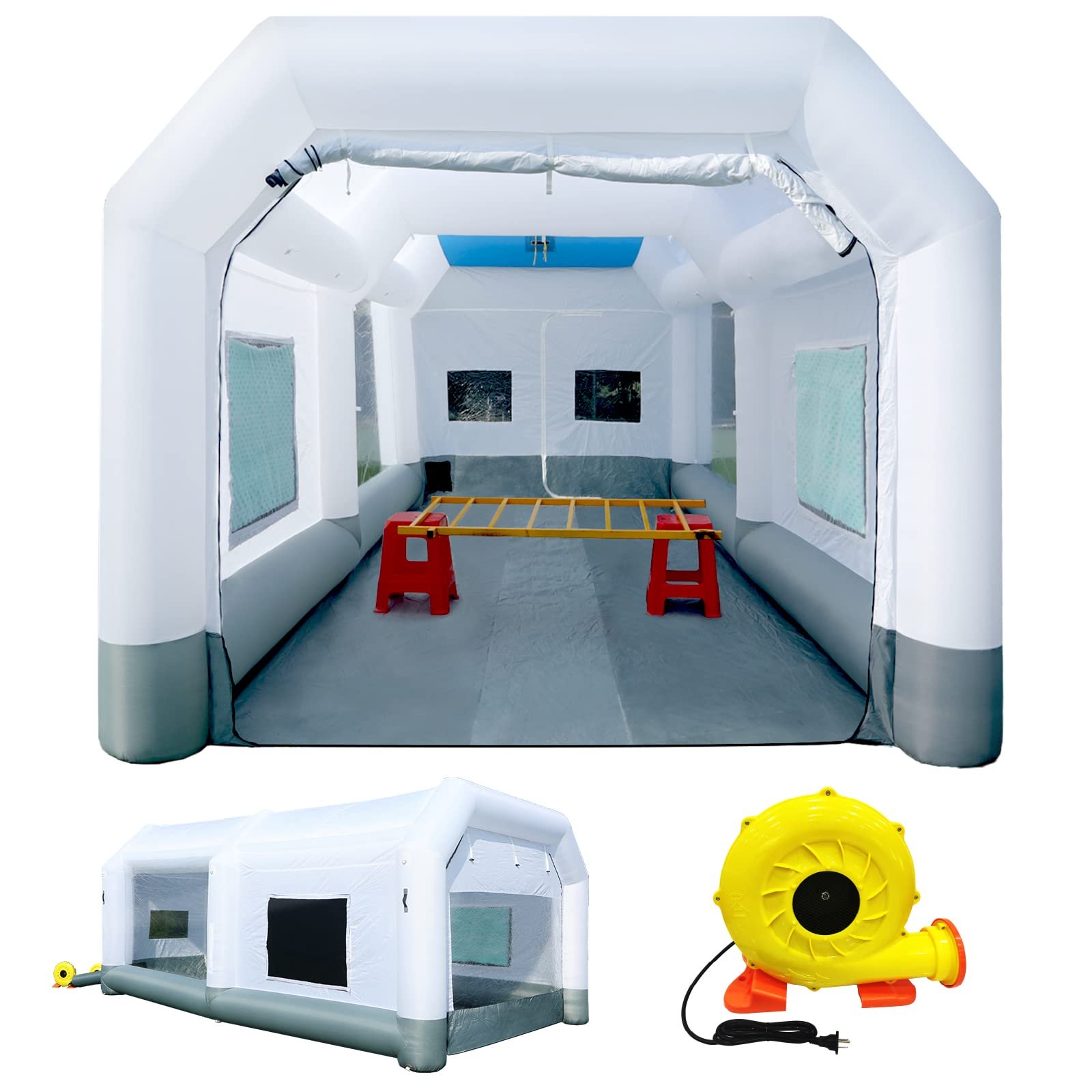 Gorillaspro 16.5x10x8Ft Car Spray Booth Portable Air Filter System Inflatable Spray Painting Room Durable Spray Paint Booth