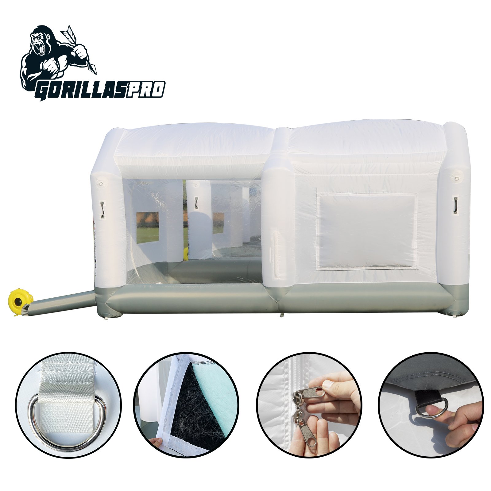 Gorillaspro 16.5x10x8Ft Car Spray Booth Portable Air Filter System Inflatable Spray Painting Room Durable Spray Paint Booth