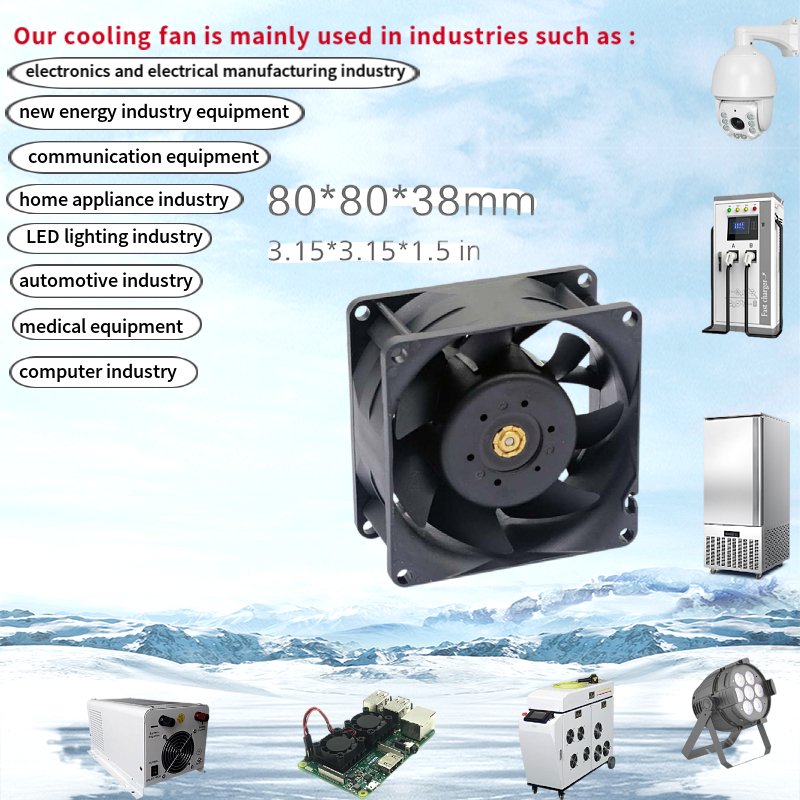 80x80x38mm 48V PWM Speed Control Locked Rotor Protection Ball Bearing Cabinet Server Box square Compact Dc Axial Cooling Fan