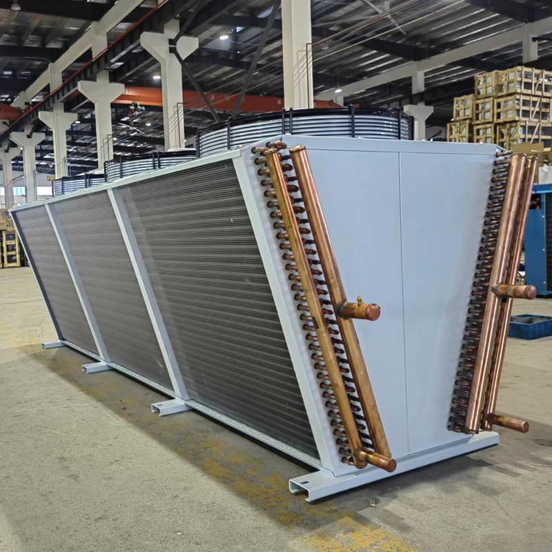 V Type Space-saving Refrigeration Condenser Low Noise Air Cooled Condenser for Compressor Condenser Unit