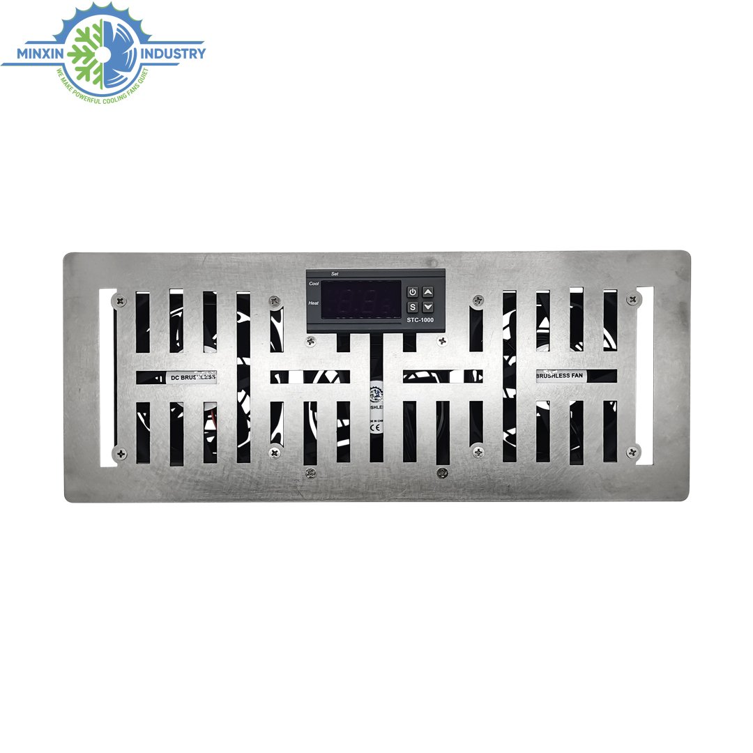 Smart 4x12 Inch Register Booster Fan Thermostat 4 Inch AC Vent Blower Stainless Steel Register Cover With Fan