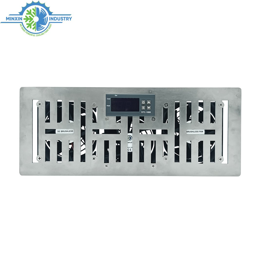 Smart 4x12 Inch Register Booster Fan Thermostat 4 Inch AC Vent Blower Stainless Steel Register Cover With Fan