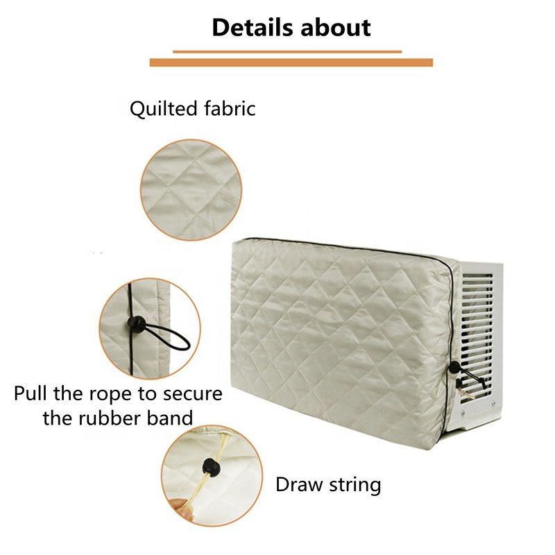 Double Indoor Window Air Conditioner Cover White Window AC Units Covers for Inside with Drawstring