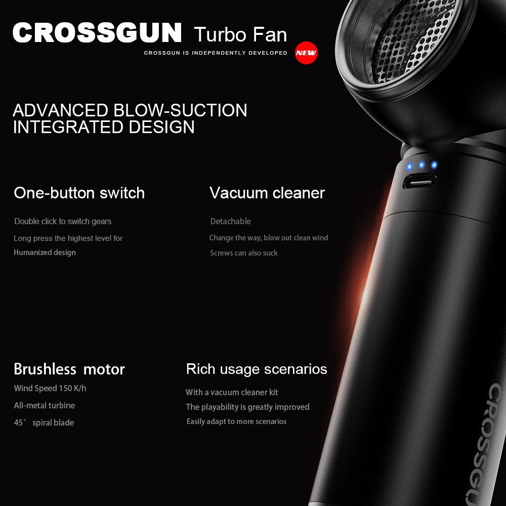 CROSSGUN Turbofan Mini Portable Jet Fan New Electric USB Strong Wind Dust Collector Vacuum Cleaner B1 Turbine Air Blower