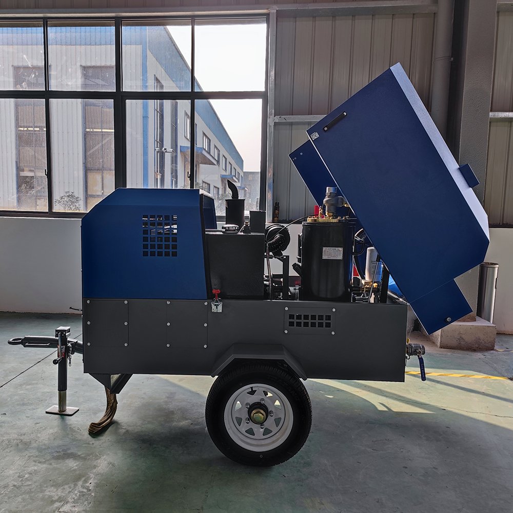 185cfm Rockworth Portable diesel Mobile Screw air Compressors 8 bar for Mining Drill Rig