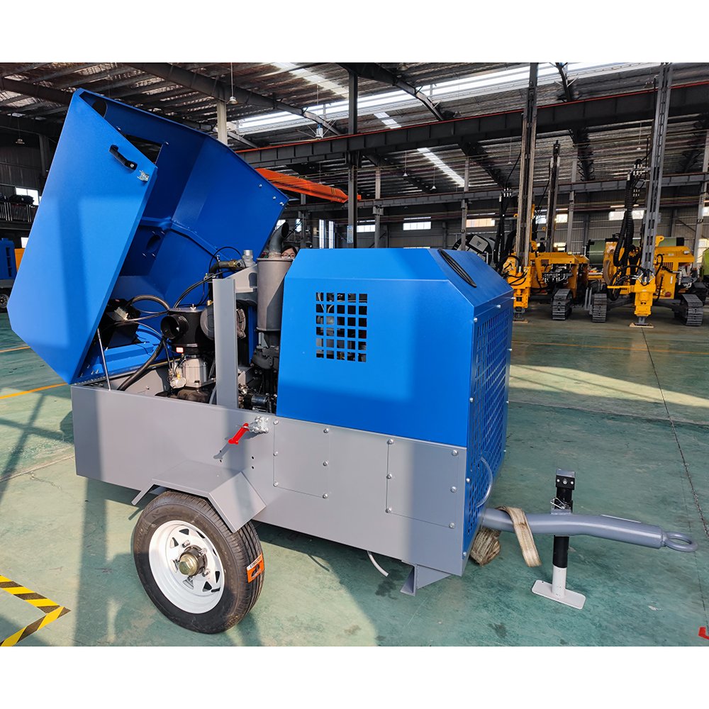 185cfm Rockworth Portable diesel Mobile Screw air Compressors 8 bar for Mining Drill Rig