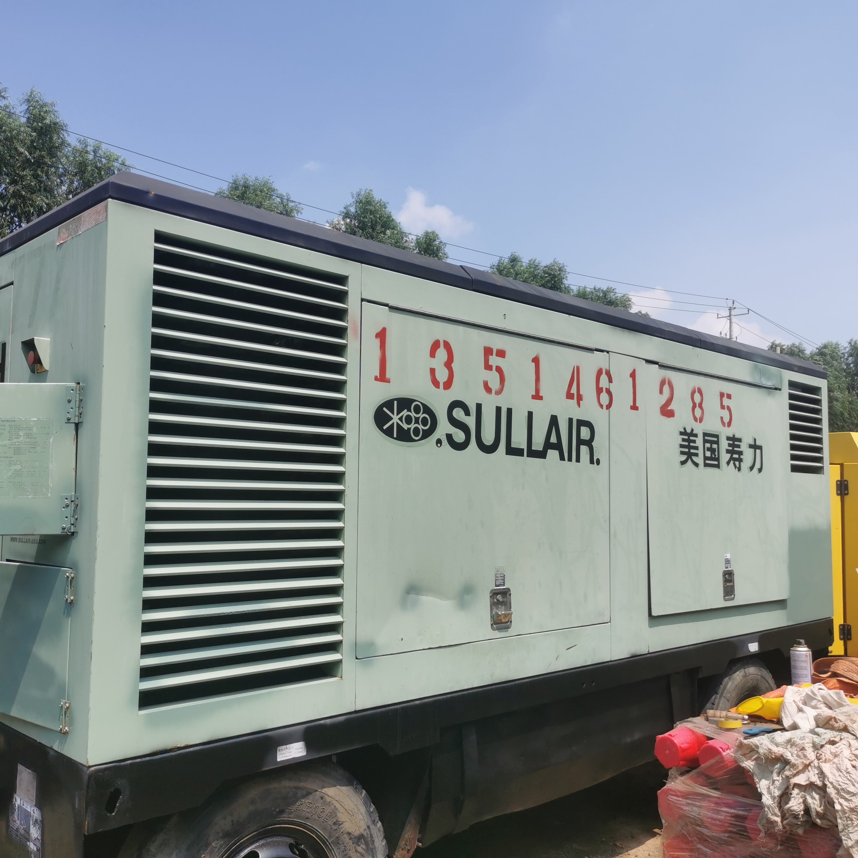 Used Air Compressor SULLAIR 1070 Diesel Engine 24 bar 1089 Cfm 30.5 M3/min Portable Second Hand Air Compressor
