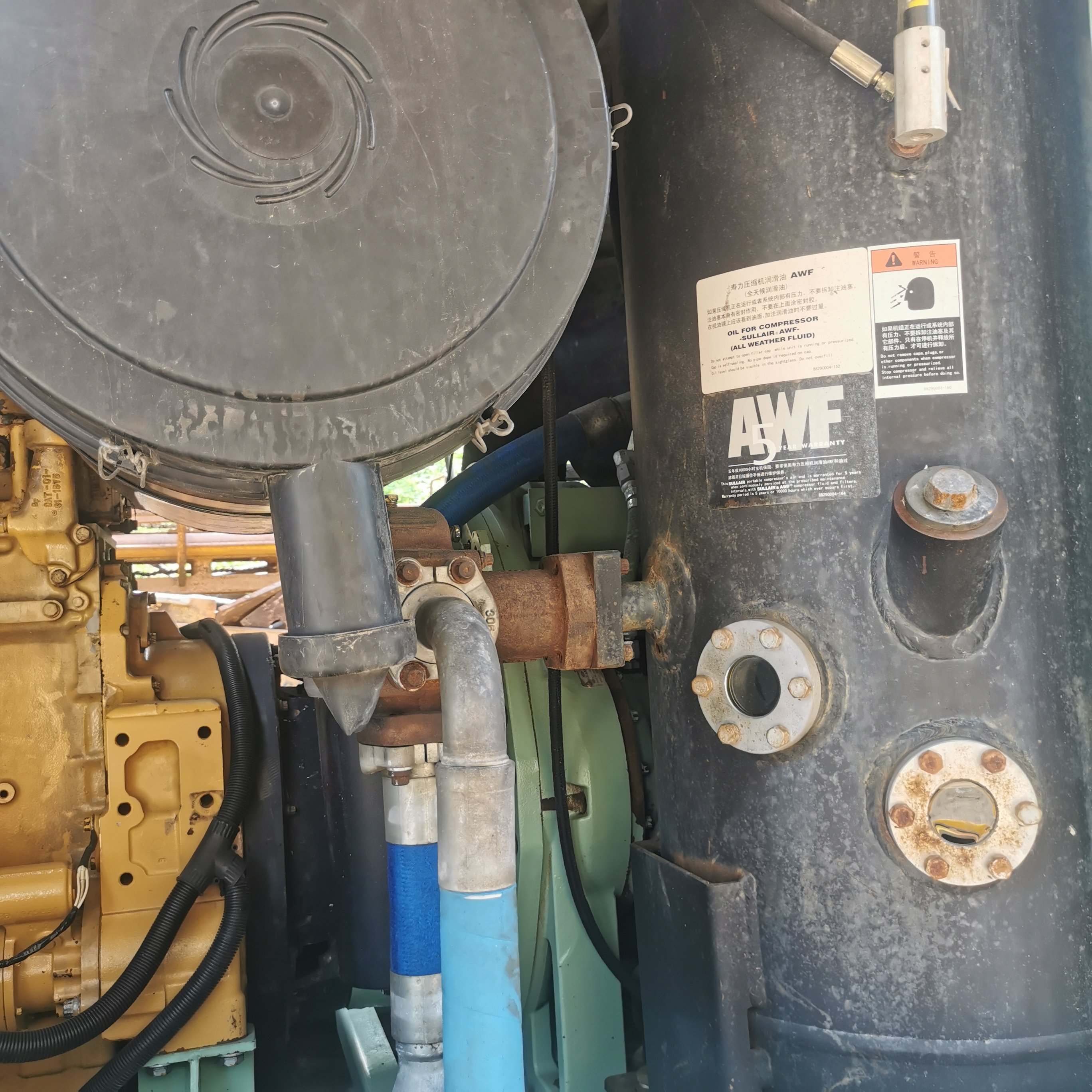 Used Air Compressor SULLAIR 1070 Diesel Engine 24 bar 1089 Cfm 30.5 M3/min Portable Second Hand Air Compressor