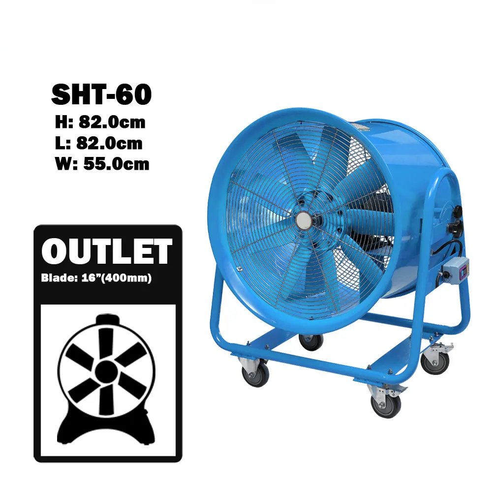 MOVABLE High Pressure 16Inch Ventilation Electric Air Blower Floor Standing Industrial Exhaust Fan Axial Flow Fans With Wheels