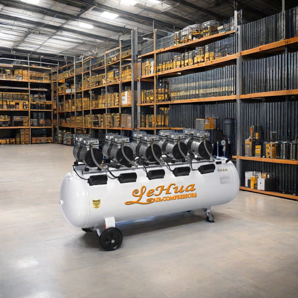 200L Low Noise Oil-Free Piston Air Compressor New 2750W Motor Portable Pump Painting Dental Use Silent 300 Liters Oilless Air