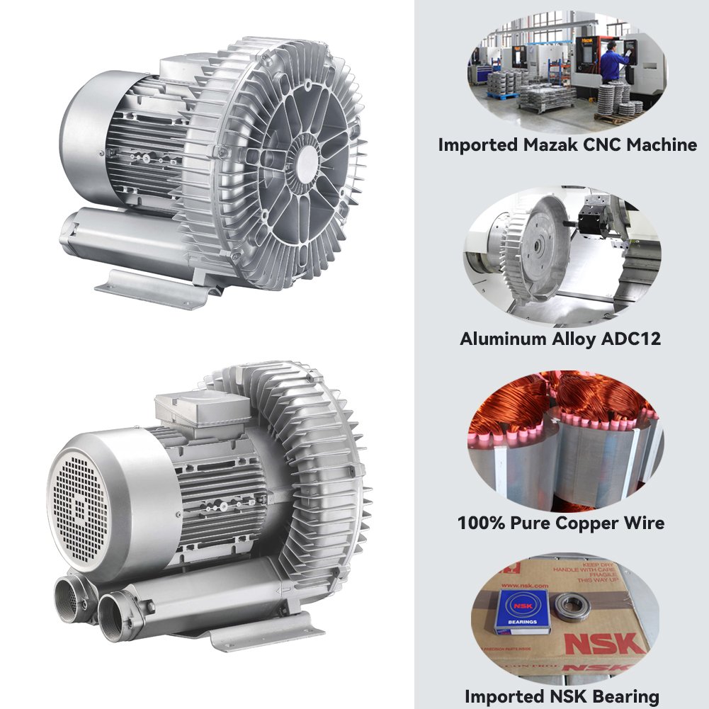 Aquaculture Tanks Aeration Oxygenation Air Pump Regenerative Vortex Side Channel Blower Ring Blower for Biofloc Fish Farming