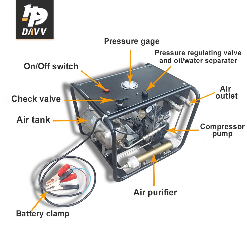 8 bar Breathing Silient Diving scuba 12 Volt air Compressor