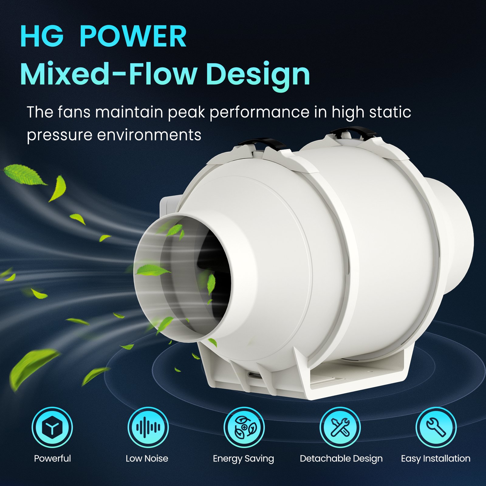 Flow Air Smoke Extractor Exhaust Fan Mixed Plastic CE AC Duct Fan Kitchen Exhaust Plastic Centrifugal Blower Fan