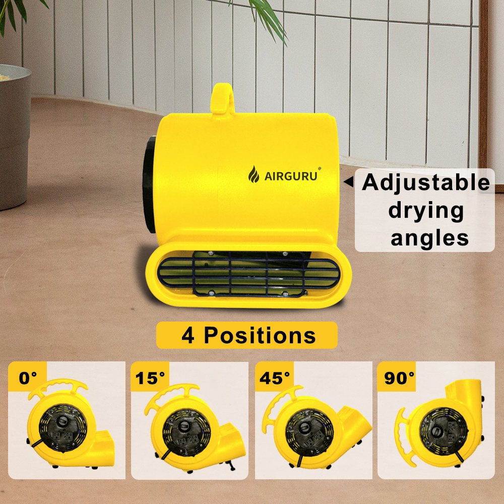 AIRGURU 1/3HP Air Mover Carpet Blower Fan Floor Drying 1340CFM CE SAA ETL Daisy Chain Industrial Flood Restoration