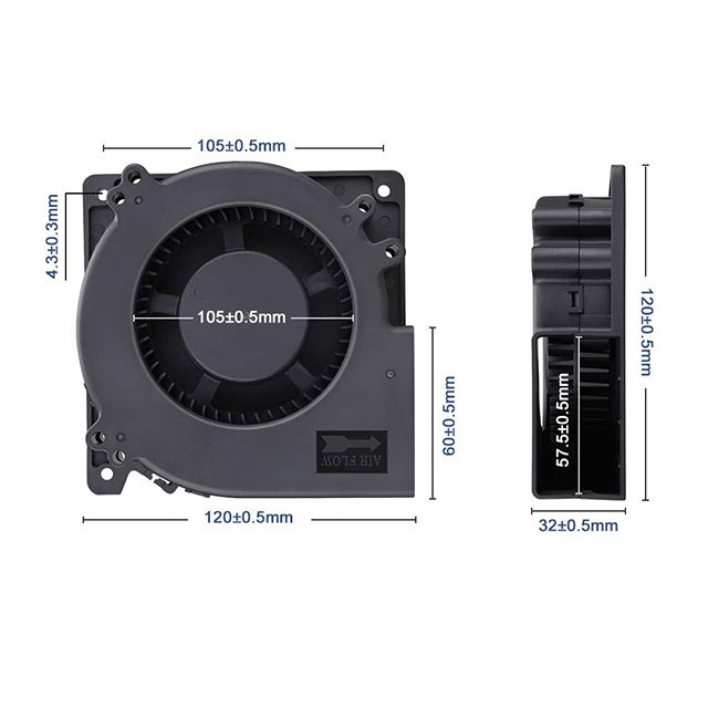 OTJY 12032 Blower Axial Fan 12V 3500RPM 120mm Brushless Fan
