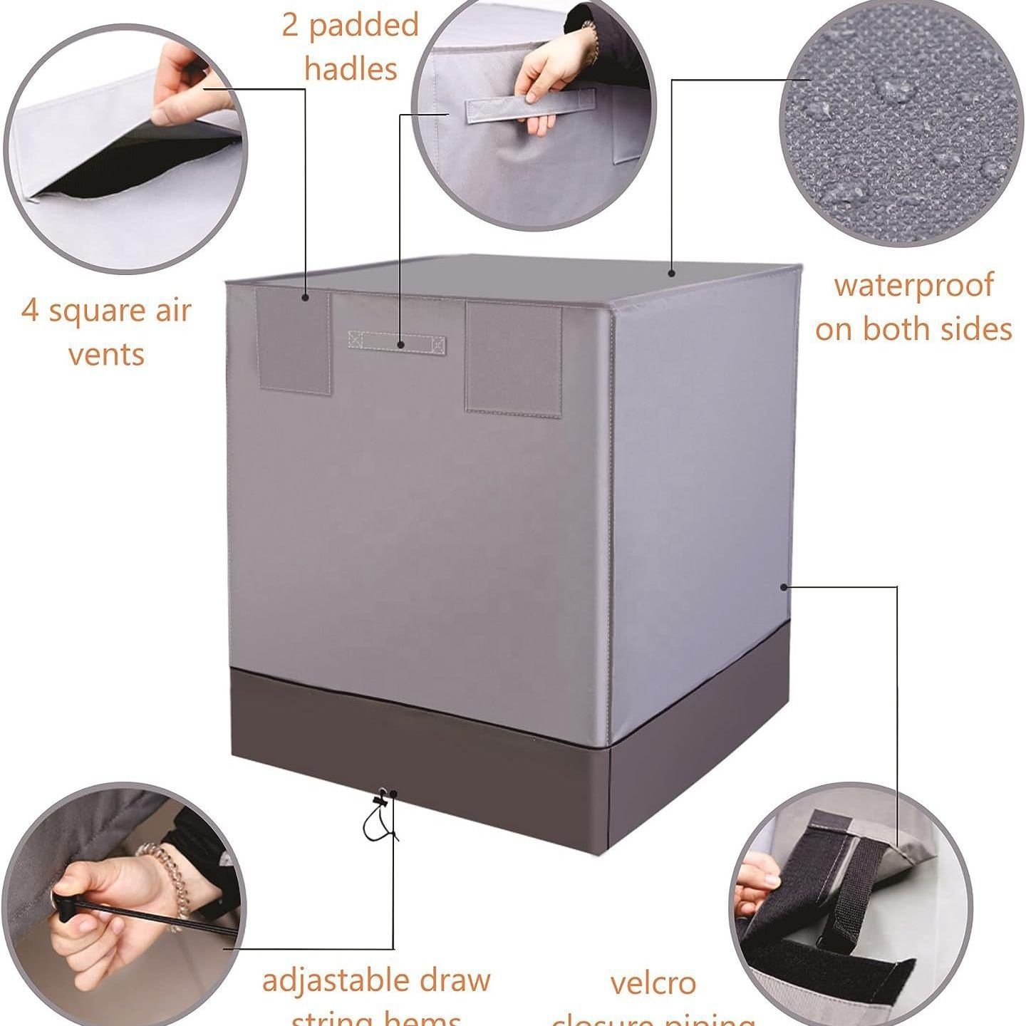 600D Oxford Fabric Protection Unit for Outside Outdoor Waterproof Dust-Proof AC Cover Collapsible Air Conditioner Cover