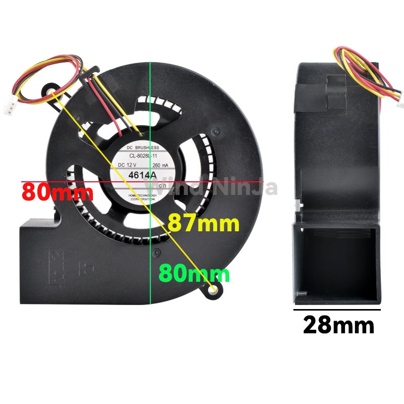 CL-8028L-11 8cm 80mm Blower Fan 80x80x28mm DC12V 260mA Centrifugal Fan Cooling Fan for Projector Printers