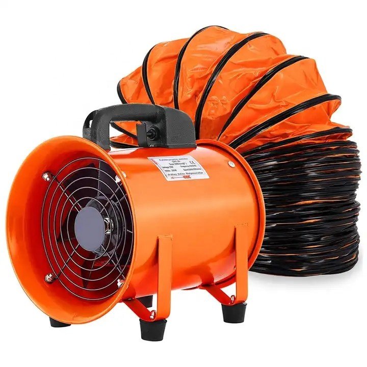 Portable Axial Flow Fan 220V / 320V Ventilation Exhaust Fan Ducted Fan Flexible Duct Cast Iron Shell
