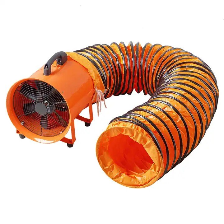Portable Axial Flow Fan 220V / 320V Ventilation Exhaust Fan Ducted Fan Flexible Duct Cast Iron Shell