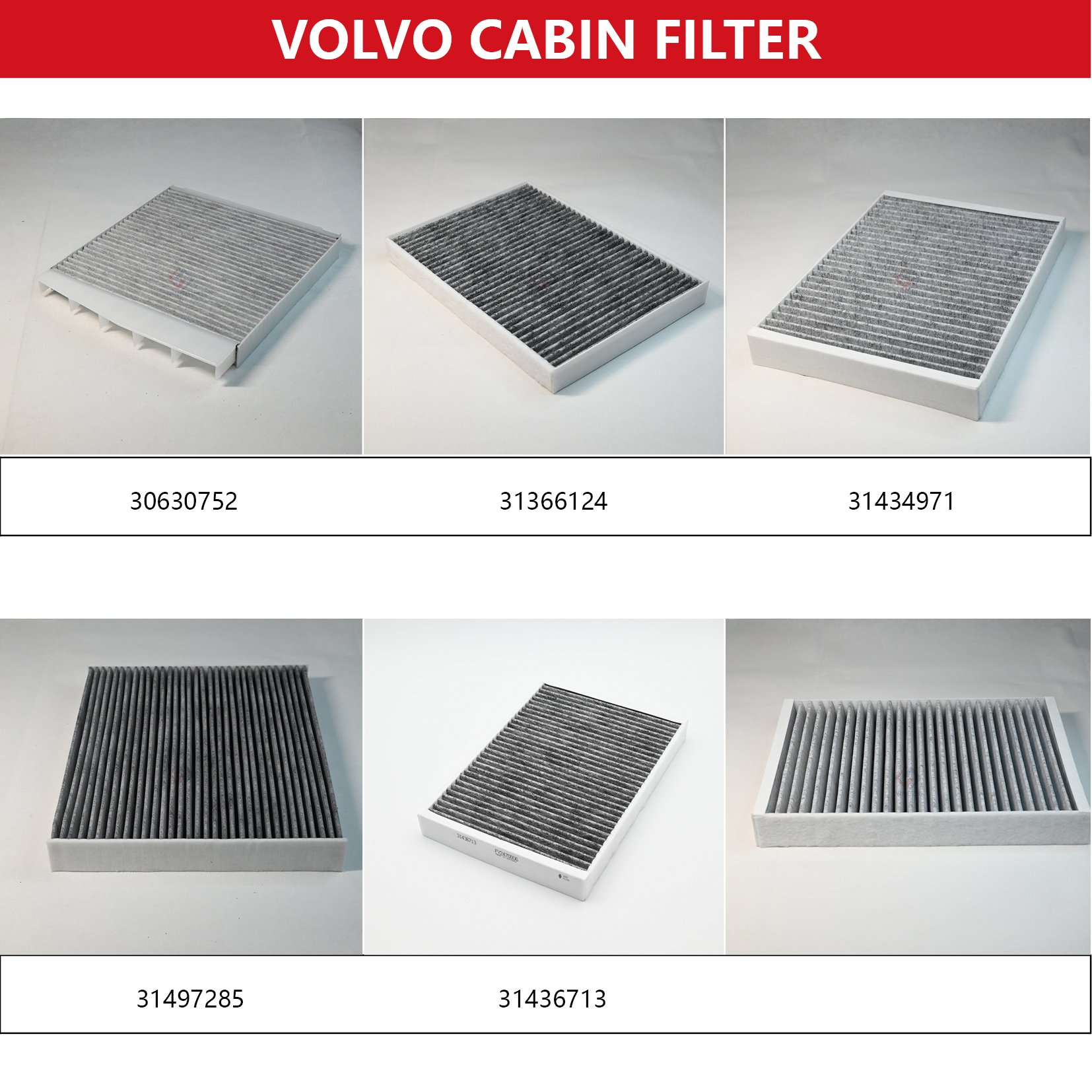 Auto air Conditioning Filters 31366124 30733894 30767022 31449209 Car Cabin Filter for VOLVO Cars
